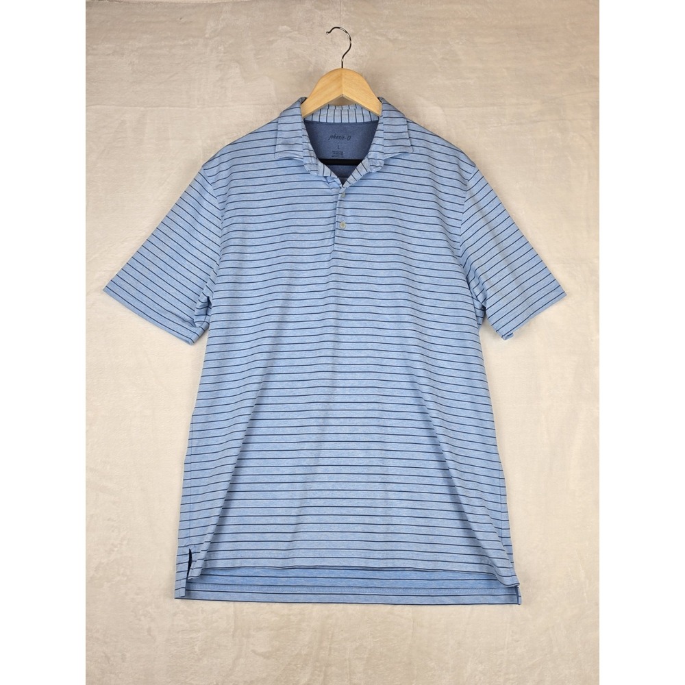 Johnnie-O Newton Performance Polo Large Blue Striped UPF50 Golf Shirt